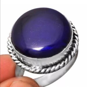 Sapphire sterling silver plated ring size 10.5